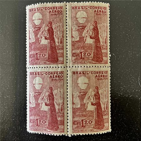 Quadra de Selos Comemorativos do Brasil -Semana da Asa - Padre Voador - 1944 - Novos - ref.2803