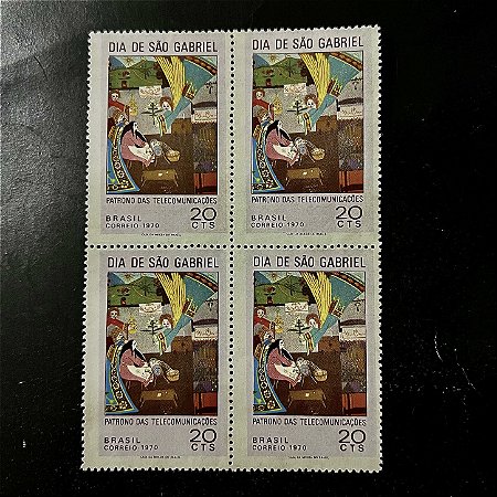 Quadra de Selos Comemorativos do Brasil - Dia de São Gabriel - Padroeiro das Telecomunicações - 1970 - ref.2807