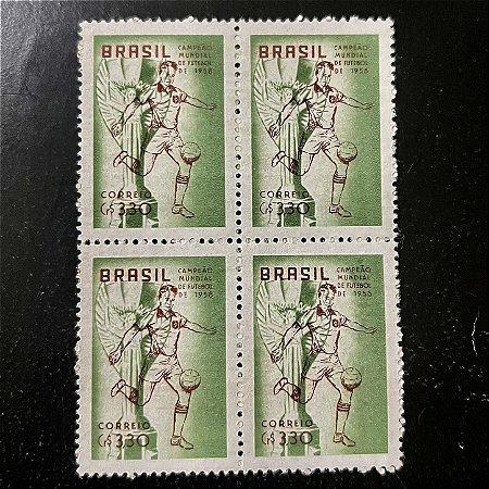 Quadra de Selos Comemorativos do Brasil - Brasil - Campeão Mundial de Futebol na Suécia - 1959 - Novos - ref.2809
