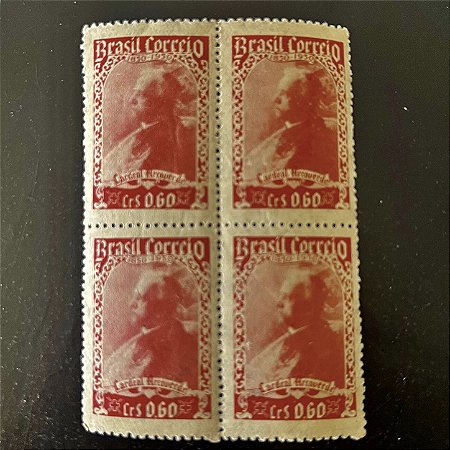 Quadra de Selos Comemorativos do Brasil - Centenário do Nascimento do Cardeal Joaquim Arcoverde Cavalcanti - 1950 - Novos - ref.2810