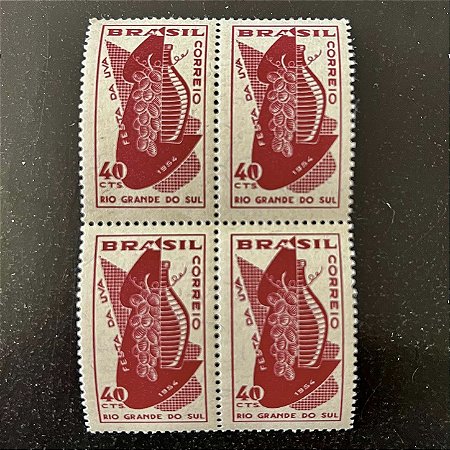 Quadra de Selos Comemorativos do Brasil - Festa da Uva em Caxias do Sul - RS - 1954 - Novos - ref.2822