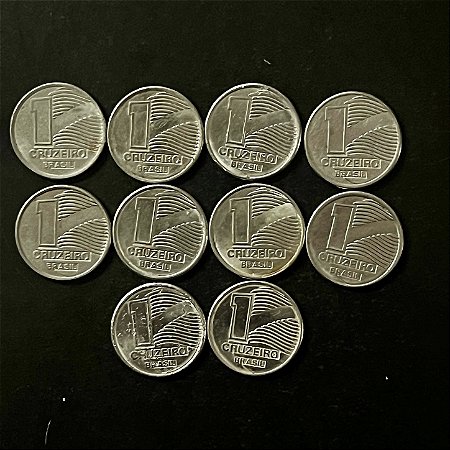 10 Moedas do Brasil - 1 Cruzeiro - 1990 - Aço Inoxidavel - Mbc - ref.2823