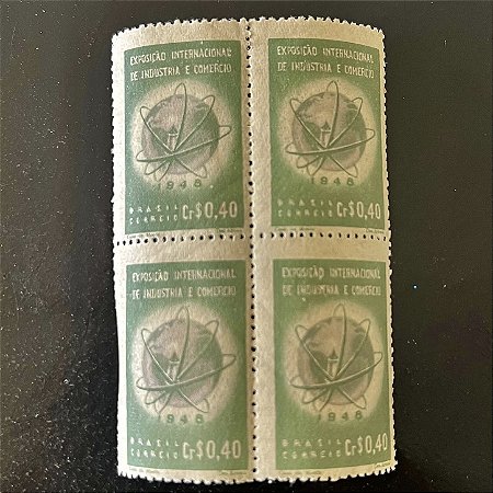 Quadra de Selos Comemorativos do Brasil - Exposição Internacional de Industria e Comércio em Petrópólis - RJ - 1948 - Novos - ref.2825