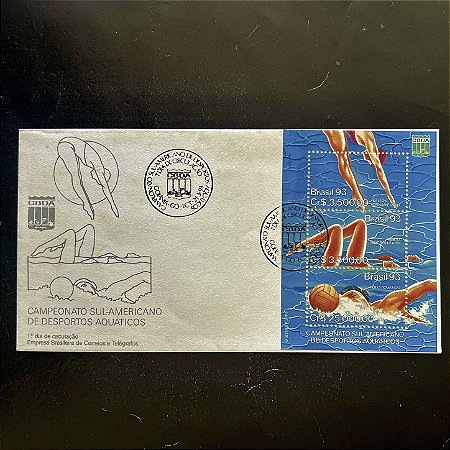 Envelope Comemorativo com Carimbo e Selo - Campeonato Sul-americano de Desportos Aquaticos - 1993 - FDC583 - ref.2830