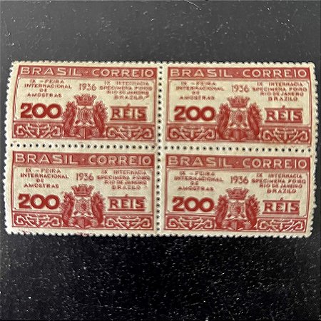 Quadra de Selos Comemorativos do Brasil - IX Feira Internacional de Amostras no Rio de Janeiro - 1936 - Novos - ref.2839