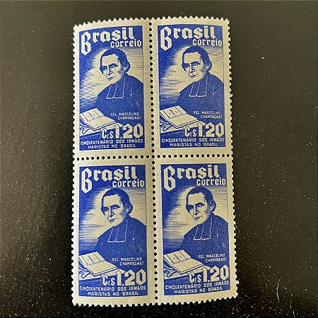 Quadra de Selos Comemorativos do Brasil - Cinquentenário da Chegada dos Irmãos Maristas ao Brasil - 1954 - Novos - ref.2842