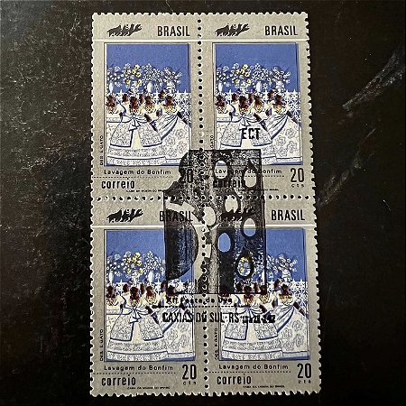 Quadra de Selos Comemorativos do Brasil - Promoção do Turismo Nacional - Lavagem do Bomfim - 1972 - com carimbo comemorativo - ref.2888
