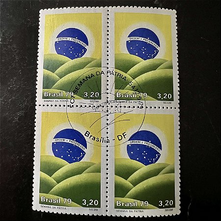 Quadra de Selos Comemorativos do Brasil -Semana da Patria - 1979 - com carimbo comemorativo - ref.2913