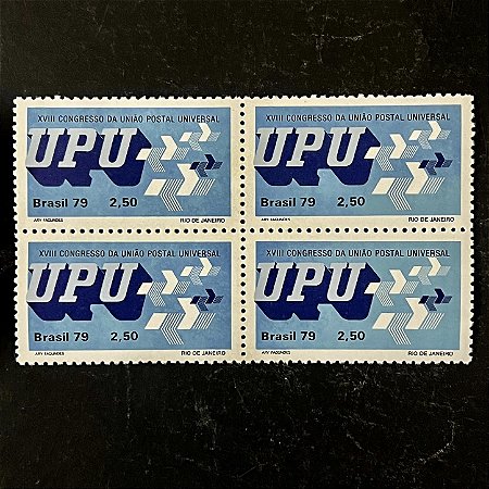 Quadra de Selos Comemorativos do Brasil - XVIII Congresso da União Postal Universal - UPU - Simbolo da ECT - 1979 - Mint - ref.2972
