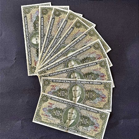 10 Cédulas do Brasil - 10 Cruzeiros - Getulio Vargas - Mbc - ref.2984