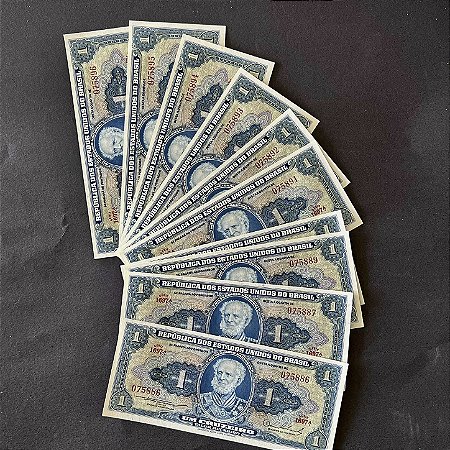 10 Cédulas do Brasil - 1 Cruzeiro - Marques de Tamandaré - Sob ref.2986