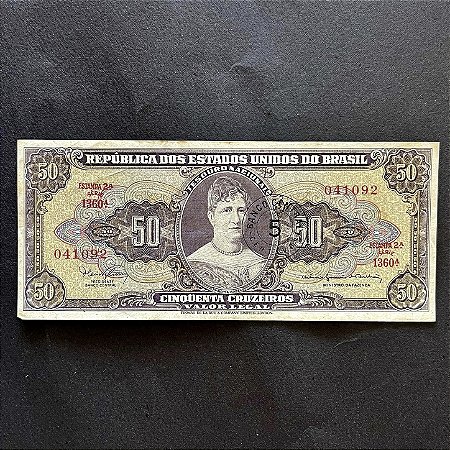 Cédula do Brasil - 50 Cruzeiros - carimbo 5 centavos - Princesa Isabel - Sob - ref.3004