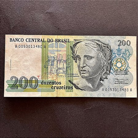 Cédula do Brasil - 200 Cruzeiros - Republica I Centenario - Sob - ref.3005