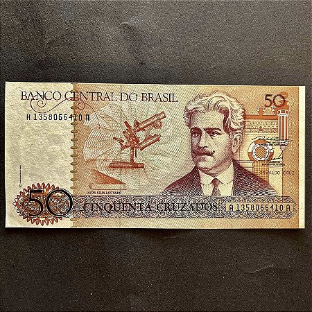 Cédula do Brasil 50 Cruzados - Oswaldo Cruz - FE - ref.3007