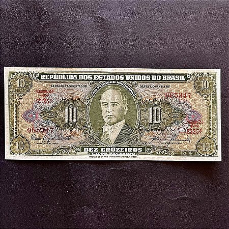 Cédula do Brasil - 10 Cruzeiros - Getulio Vargas - Mbc - ref.3008
