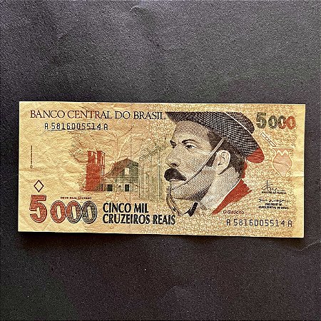 Cédula do Brasil - 5.000 Cruzeiros Reais - O Gaucho - Sob - ref.3027