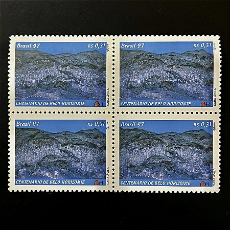 Quadra de Selos Comemorativos do Brasil - Centenario da Cidade de Belo Horizonte - 1997 - Mint - ref.3037