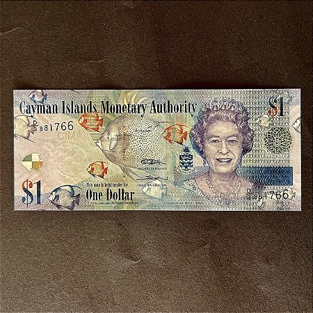 Cédula Estrangeira - Ilhas Cayman - 1 Dolar - Rainha ELizabeth II - FE - ref.3048
