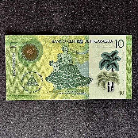 Cédula Estrangeira 10 Córdobas - Banco Central de Nicaragua - Polimero - FE - ref.3066