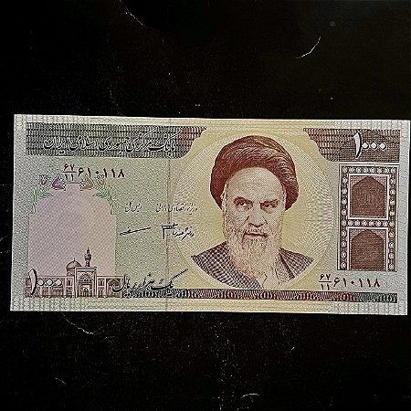 Cédula Estrangeira - 1.000 Riais do Irã - Aiatola Ruhollah Khomeini -FE - ref.3078