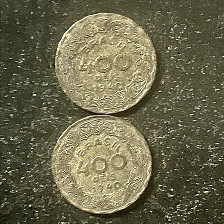 02 Moedas do Brasil - 400 Réis - 1940 - Cupro Niquel - Mbc - ref.3102