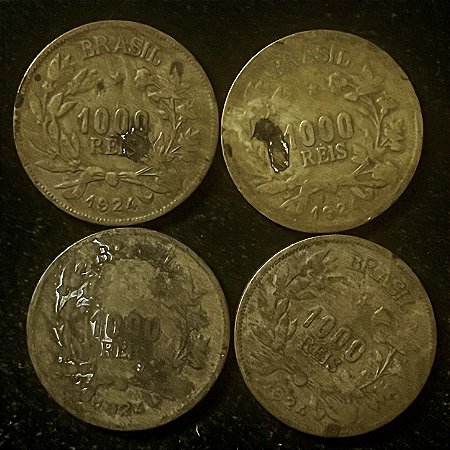 04 Moedas do Brasil - 1.000 Réis - 1924 - Aluminio Bronze - Mbc - ref.3103