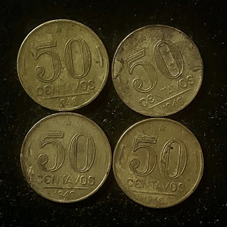 04 Moedas do Brasil - 50 Centavos - 1946 - Getulio Vargas - Aluminio Bronze - Mbc - ref.3108