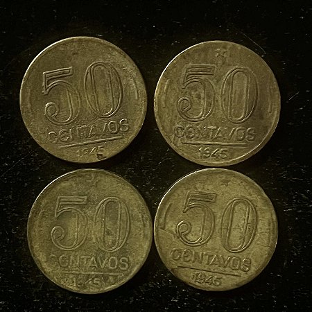 04 Moedas do Brasil - 50 Centavos - 1945 - Getulio Vargas - Aluminio Bronze - Mbc - ref.3109