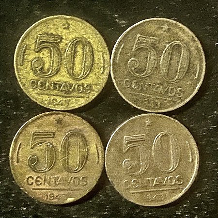 04 Moedas do Brasil - 50 Centavos - 1943 - Getulio Vargas - Aluminio Bronze - Mbc - ref.3122