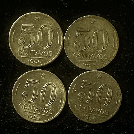 04 Moedas do Brasil - 50 Centavos - 1955 - Presidente Dutra - Aluminio Bronze - Mbc - ref.3125