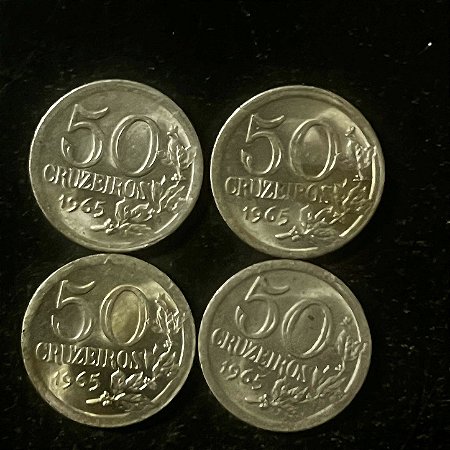04 Moedas do Brasil - 50 Cruzeiros - 1965 - Niquel - Mbc - ref.3126