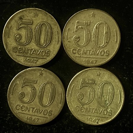 04 Moedas do Brasil - 50 Centavos - 1947 - Getulio Vargas - Aluminio Bronze - Mbc - ref.3127