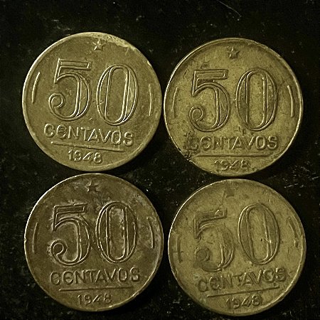 04 Moedas do Brasil - 50 Centavos - 1948 - Presidente Dutra - Aluminio Bronze - Mbc - ref.3128