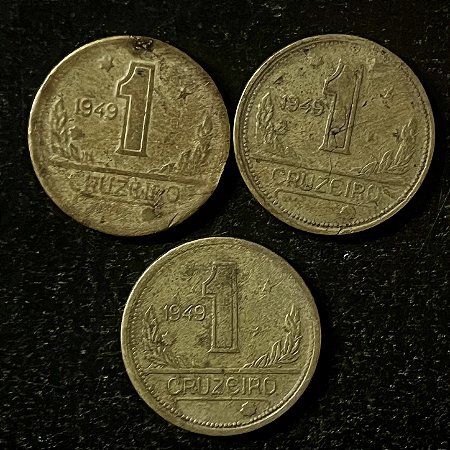 03 Moedas do Brasil - 1 Cruzeiro - 1949 - Aluminio Bronze - Mbc - ref.3131