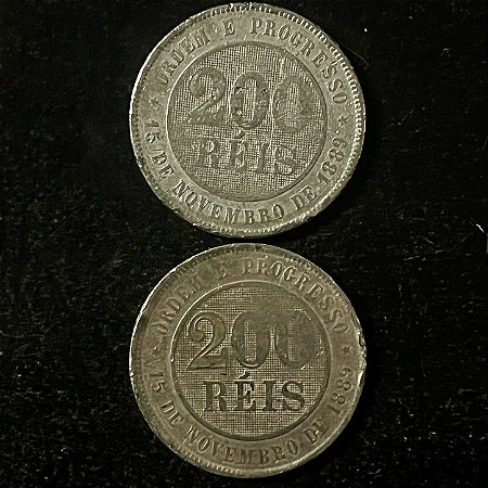 02 Moedas do Brasil - 200 Réis - 1895 - Cupro Niquel - Mbc - ref.3133