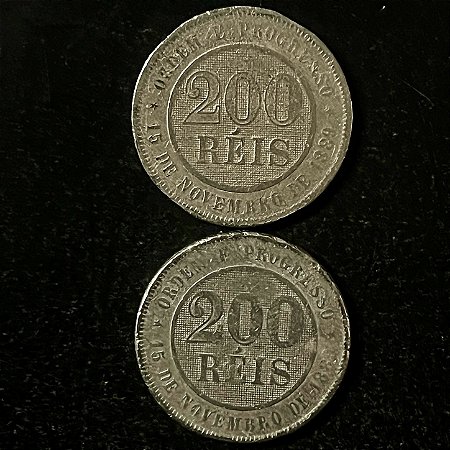 02 Moedas do Brasil - 200 Réis - 1897 - Cupro Niquel - Mbc - ref.3136