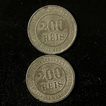 02 Moedas do Brasil - 200 Réis - 1898 - Cupro Niquel - Mbc - ref.3142