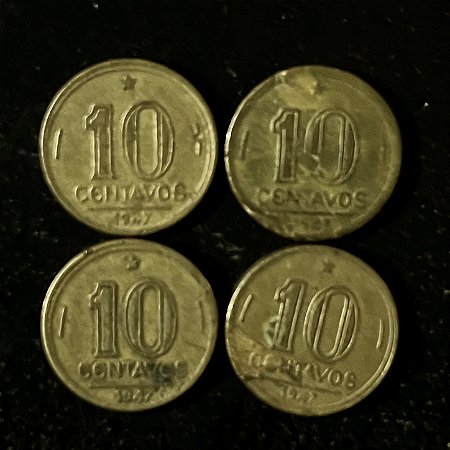 04 Moedas do Brasil - 10 Centavos - 1947 -Jose Bonifacio - Aluminio Bronze - Mbc - ref.3147