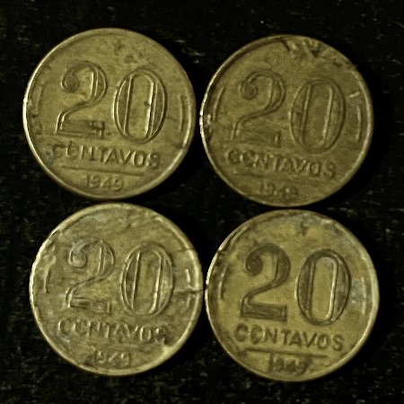 04 Moedas do Brasil - 20 Centavos - 1949 - Rui Barbosa - Aluminio Bronze - Mbc - ref.3149