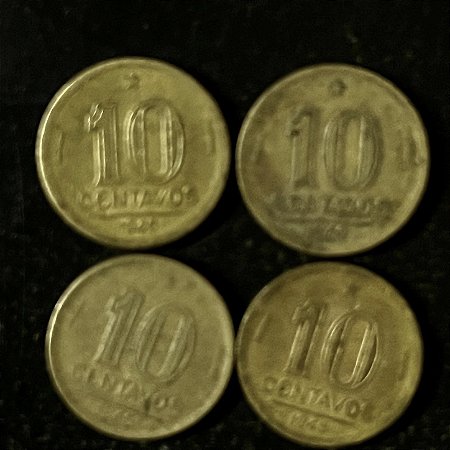 04 Moedas do Brasil - 10 Centavos - 1945 - Getulio Vargas - Aluminio Bronze - Mbc - ref.3151