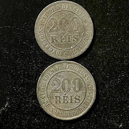 02 Moedas do Brasil - 200 Réis - 1896 - 1871 - Cupro Niquel - Mbc - ref.3155