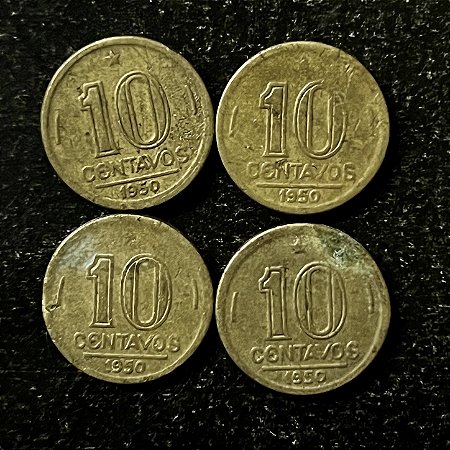 04 Moedas do Brasil - 10 Centavos - 1950 - Jose Bonifacio - Aluminio Bronze - Mbc - ref.3156