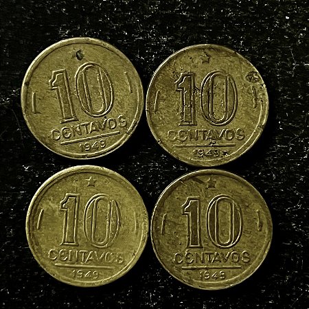 04 Moedas do Brasil - 10 Centavos - 1949 - Jose Bonifacio - Aluminio Bronze - Mbc - ref.3157
