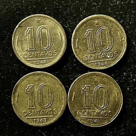 04 Moedas do Brasil - 10 Centavos - 1958 - Jose Bonifacio - Aluminio Bronze - Mbc - ref.3158