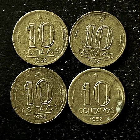 04 Moedas do Brasil - 10 Centavos - 1952 - Jose Bonifacio - Aluminio Bronze - Mbc - ref.3159