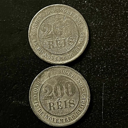 02 Moedas do Brasil - 200 Réis - 1896 - Cupro Niquel - Mbc - ref.3167
