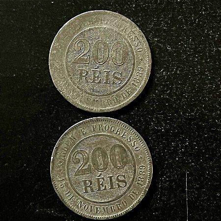 02 Moedas do Brasil - 200 Réis - 1893 - Cupro Niquel - Mbc - ref.3173