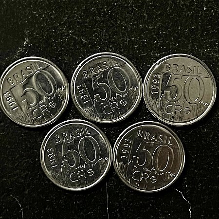 05 Moedas do Brasil - 50 Cruzeiros Reais - 1993 - Onça Pintada - Aço Inoxidável - FC - ref.3174