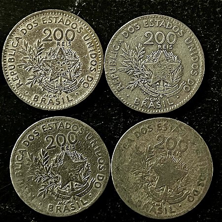 04 Moedas do Brasil - 200 Réis - 1901 - Mcmi - Cupro Niquel - Mbc - ref.3179