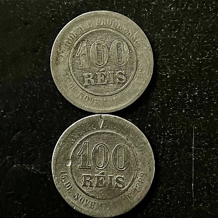 02 Moedas do Brasil - 100 Réis - 1895 - Cupro Niquel - Mbc - ref.3180